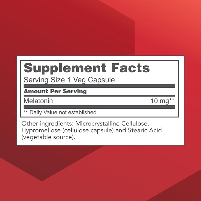 PROTOCOL FOR LIFE BALANCE Melatonin Extra Strength - 10 mg Melatonin - Sleeping Support for Adults - Daily Immune Support - Pineal Gland Aid - Kosher & Non-GMO - 100 Veg Capsules