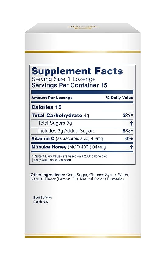 Manuka Health MGO 400+ Manuka Honey Lozenges, Pack 4, Variety Pack - Lemon, Honey & Propolis, Blackcurrant, Lemon & Ginger