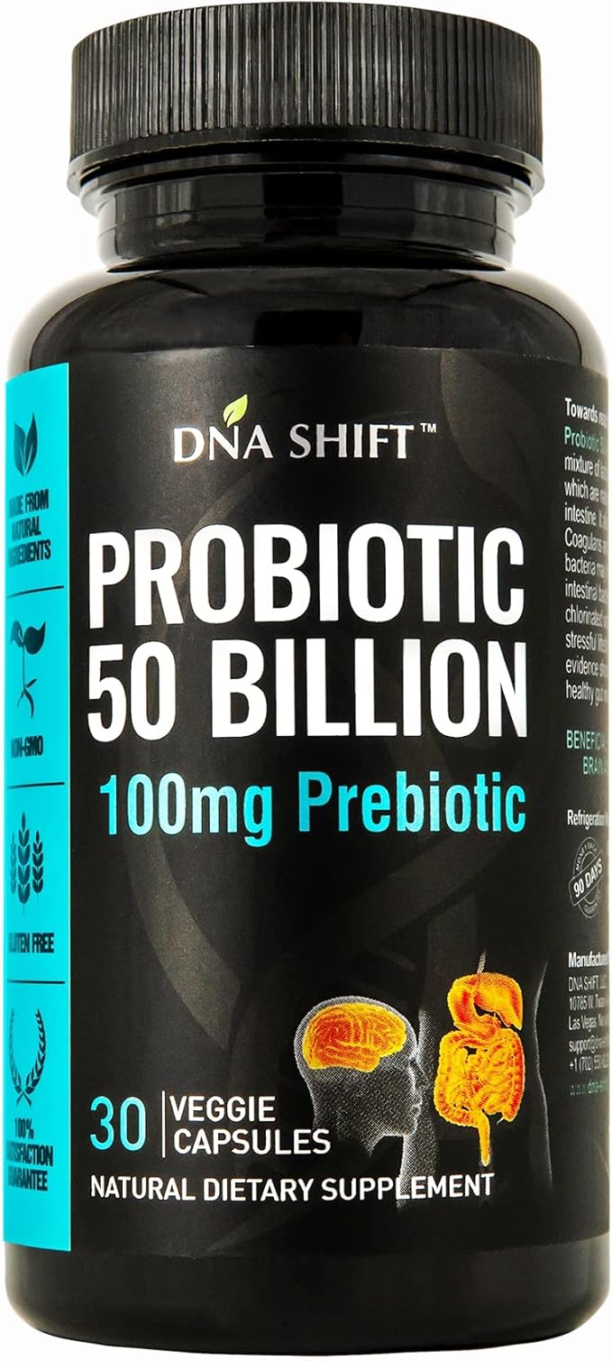 Probiotics 50 Billion - 11 Strain Live Probiotic Prebiotic for Men & Women - Best to Support Digestive & Immune Health. with Lactobacillus Gasseri - Guaranteed Potency to Expiration