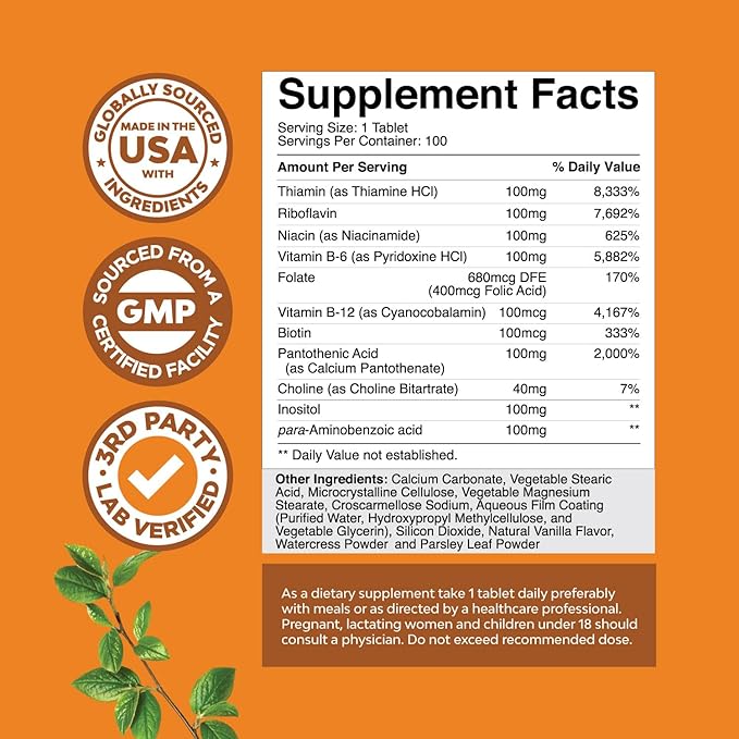Bundle of Nootropic Memory Supplement for Brain Support and Vitamin B Complex Adult Multivitamin - Vitamin B 12 Bacopa Monnieri Rhodiola Rosea DMAE - Natural Energy Supplement with Active B Complex