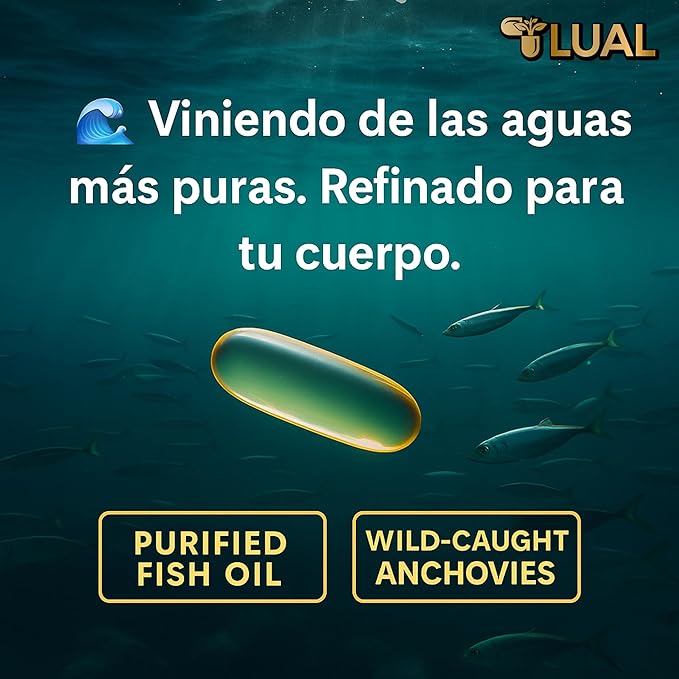 LUAL Omega-3 Fish Oil 2000mg with Vitamin D3 1,000 IU – Supports Eye, Brain, Bone and Heart Health – Lemon Flavor – 120 Softgels