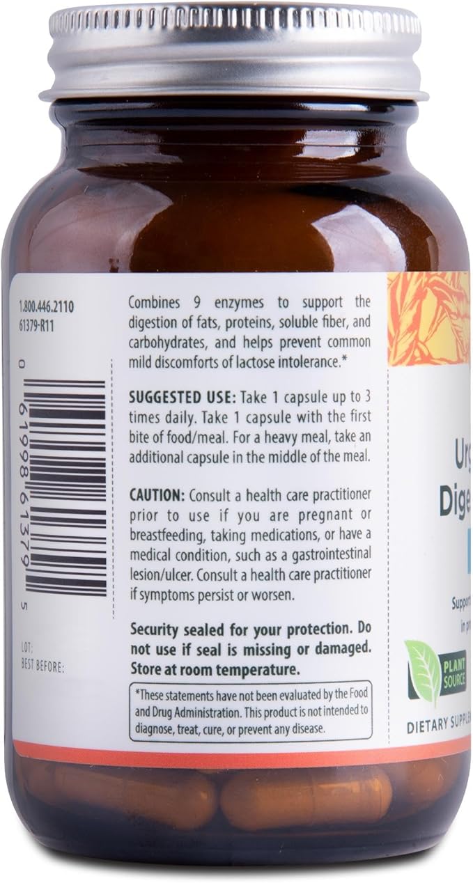 Flora Urgent Support Digestive Enzymes - Digestion Support Supplement - Aids Bloating & Nutrient Absorption - Features 9 Enzymes - Gluten-Free & Non-GMO - 60 Vegetarian Capsules