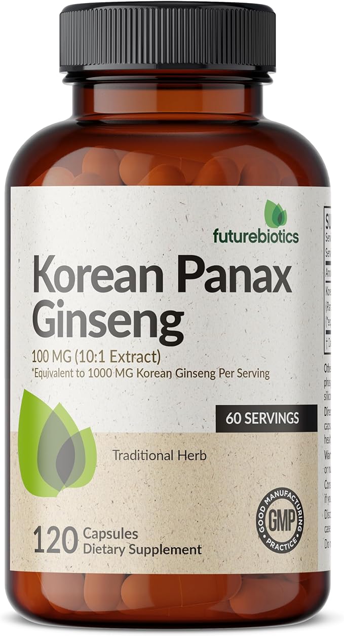 Futurebiotics Korean Panax Ginseng Energy, Memory & Brain Health Support, Non-GMO, 120 Capsules