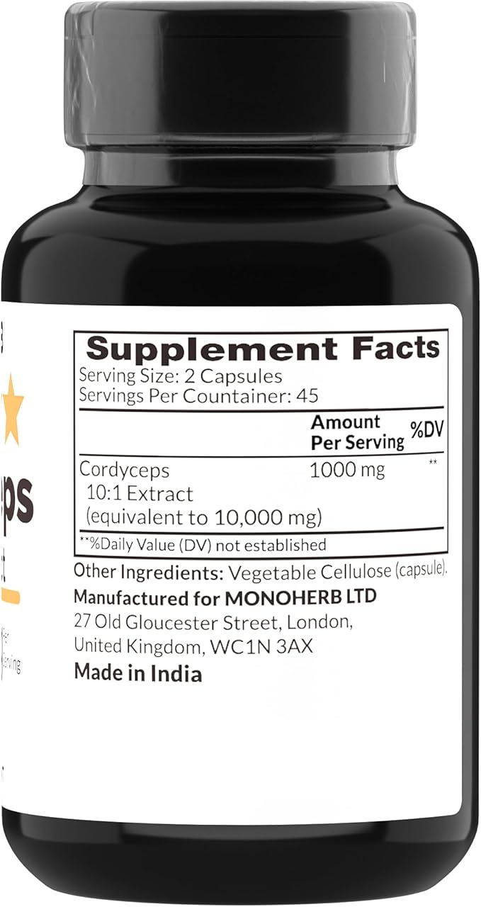Cordyceps Extract 1000 mg - 90 Vegetarian Capsules