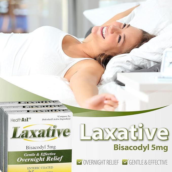 HealthA2Z Laxative Bisacodyl 5mg | Gentle and Fast Overnight Relief for Constipation (75 cout (Pack of 3))