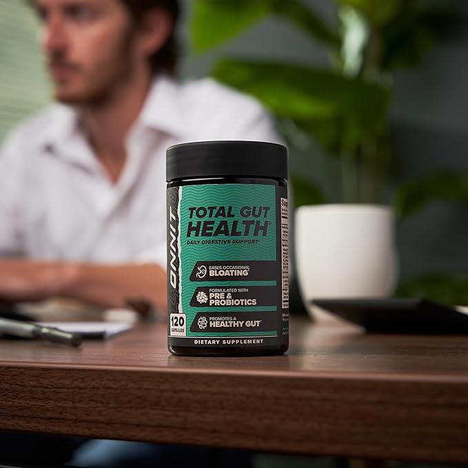 ONNIT Total Gut Health Daily Digestive Support, Complete Digestion Supplement for Women and Men with 7 Strains of Probiotics, Prebiotics, Enzymes and Betaine HCL, 60 Count