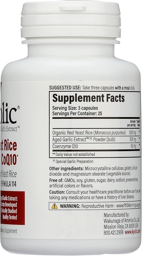 Kyolic Aged Garlic Extract Formula 114, Red Rice Yeast & Coq10, 75 Capsules (Packaging May Vary)