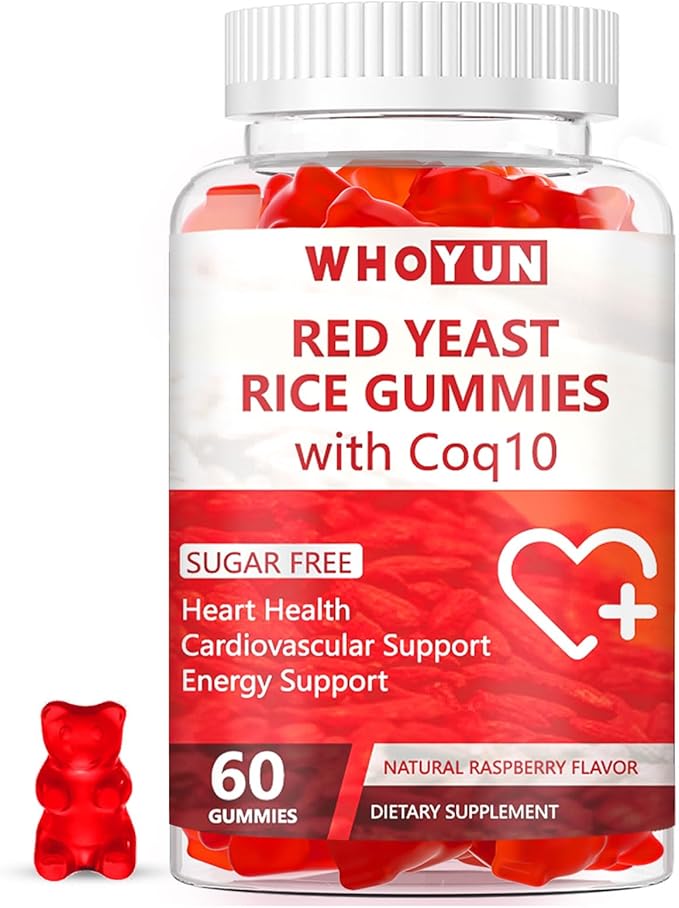 Red Yeast Rice with Coq10 Gummies Sugar Free, Red Yeast Rice Supplement