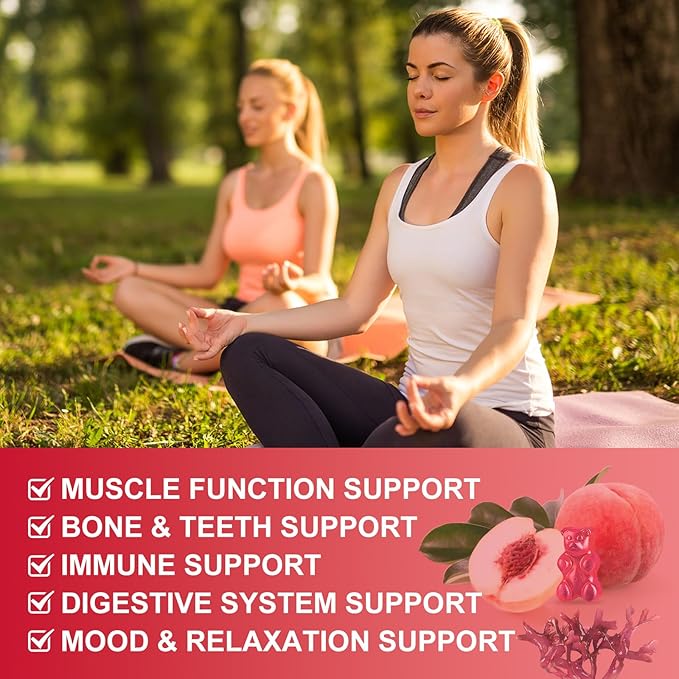 Calcium Citrate 1200mg Gummies with Vitamin D3, K2 - Chewable Calcium Magnesium Zinc d3 Supplement with Sea Moss Extract for Bone, Teeth, Immune Support for Women & Men, Peach Flavor-60 Gummies(3Pack)