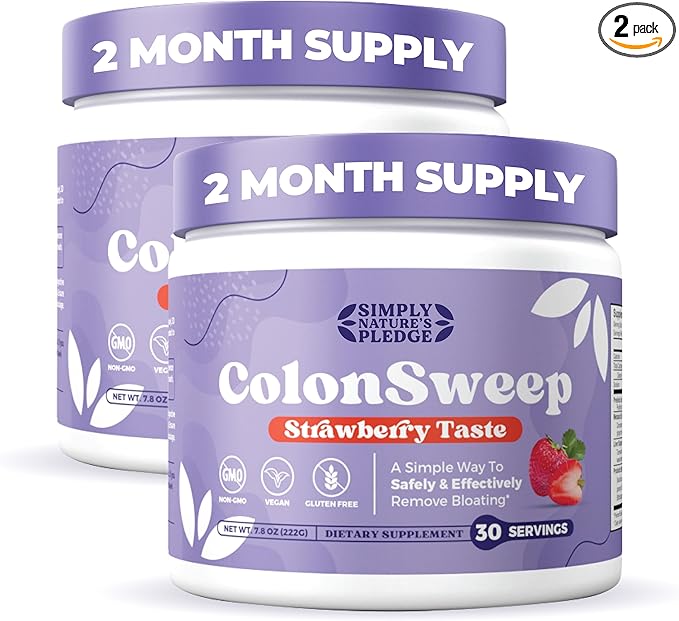 ColonSweep - Strawberry Flavored Probiotic Psyllium Husk Powder Colon Cleanser,7.8 oz. Fiber Supplement Support for Gut Health - Cleanse for Bloating Relief & Detox- 30 Servings (Pack of 2)