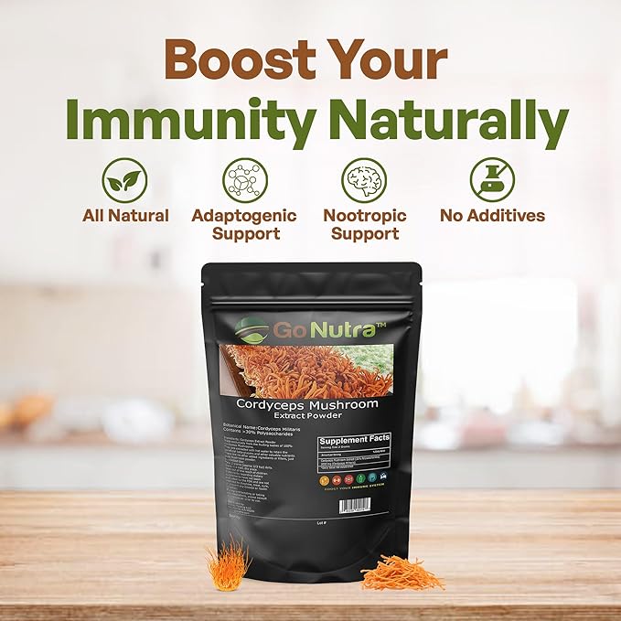 Go Nutra Cordyceps Mushroom Powder | Cordyceps Extract 30% Polysaccharides Non-GMO Pure Cordycep Powder 4 oz. (113 Grams)