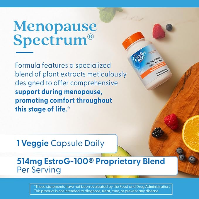 Doctor's Best Menopause Spectrum with EstroG-100, Non-GMO, Vegan, Gluten Free, Soy Free, Veggie Caps, 30 Count