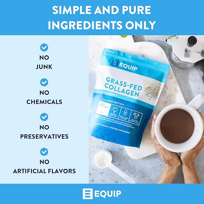 Equip Foods Prime Protein Powder Vanilla & Grass Fed Collagen Powder Unflavored