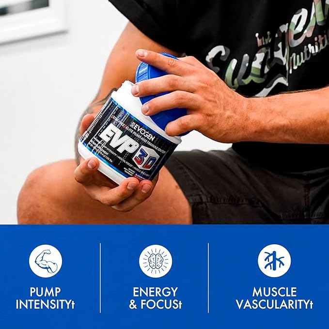 Evogen EVP 3D - Stim Free Pre Workout Powder for Men & Women | Sugar Free Non Stim Preworkout with Beta Alanine and Creatine for Energy & Pump | Blueberry Apple | 40 Servings