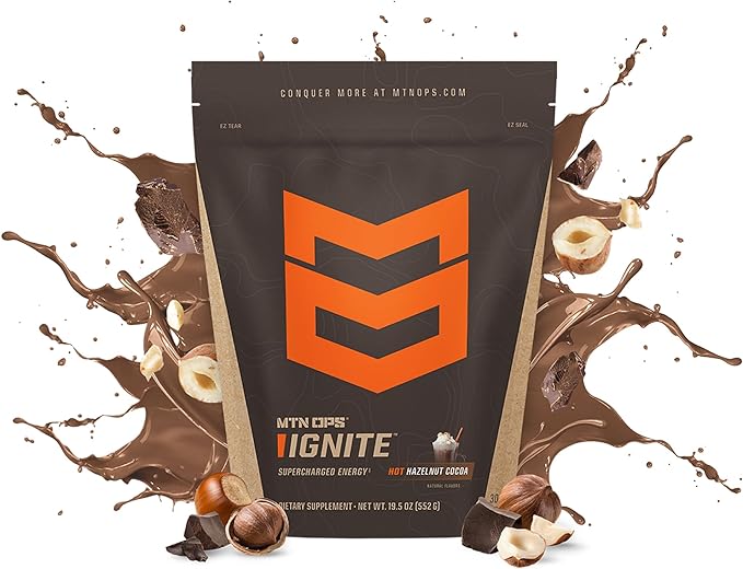 MTN OPS Hot Ignite Instant Coffee Nootropic & L-Arginine L-Citrulline for Cognitive Clarity, Mental Focus & Nitric-Oxide Boost | 200mg Caffeine per Serving, 30 Servings | Mountain Mocha