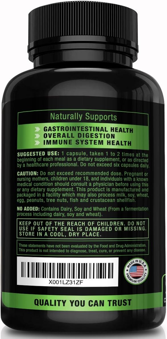 Advanced Plant-Based Digestive Enzymes: Boost Gut & Immune Health with Aspergillopepsin, Amylase, Bromelain & More for Bloating Relief & Overall Digestion