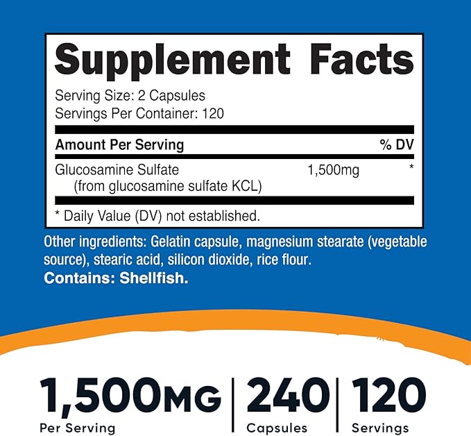 Nutricost Glucosamine Sulfate 750mg, 240 Capsules (3 Bottles) (1500mg Per Serving)