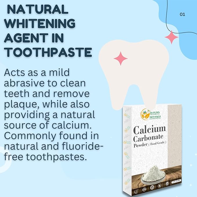 Calcium Carbonate Powder Food Grade Calcium Supplement for Cooking and Baking, Antacid, DIY Toothpaste 3.5 oz