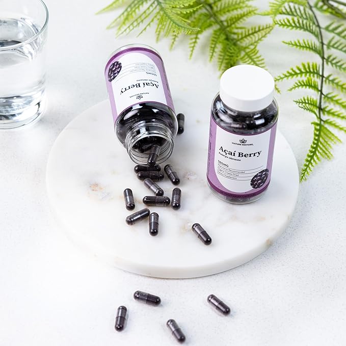 Nature Restore Organic Acai Berry Supplement, Freeze Dried, 90 Acai Berry Capsules, Non GMO, Gluten Free, Vegan