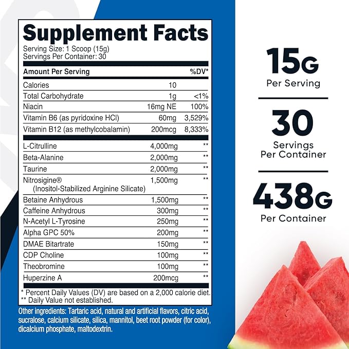 Nutricost Pre-Workout Xtreme, Watermelon, 30 Servings, Vegetarian, Non-GMO and Gluten Free (Pre-X)