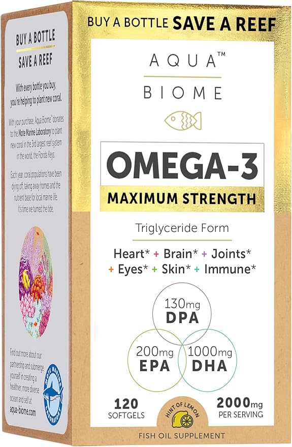 Enzymedica Aqua Biome Fish Oil, Maximum Strength, 120 Count