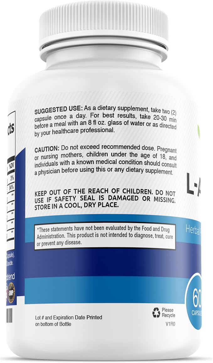 healblend L-Arginine Plus: Calcium, Niacin, L-Arginine Blend, L-Citrulline Complex & Beta Alanine - 60 Capsules