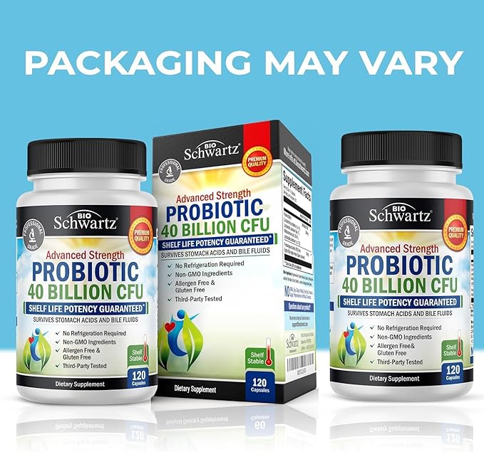 Daily Probiotic Supplement 40 Billion CFU - Gut Health Complex with Astragalus and Lactobacillus Acidophilus Probiotic for Women and Men - Shelf Stable, with Prebiotics for Digestive Health 120 ct