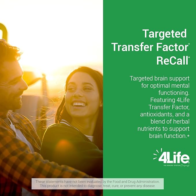 4Life Transfer Factor Recall - Supports Brain Health, Memory and Learning with Ginkgo Biloba, Bacopa Monnieri and Huperzia - 90 Veggie Capsules