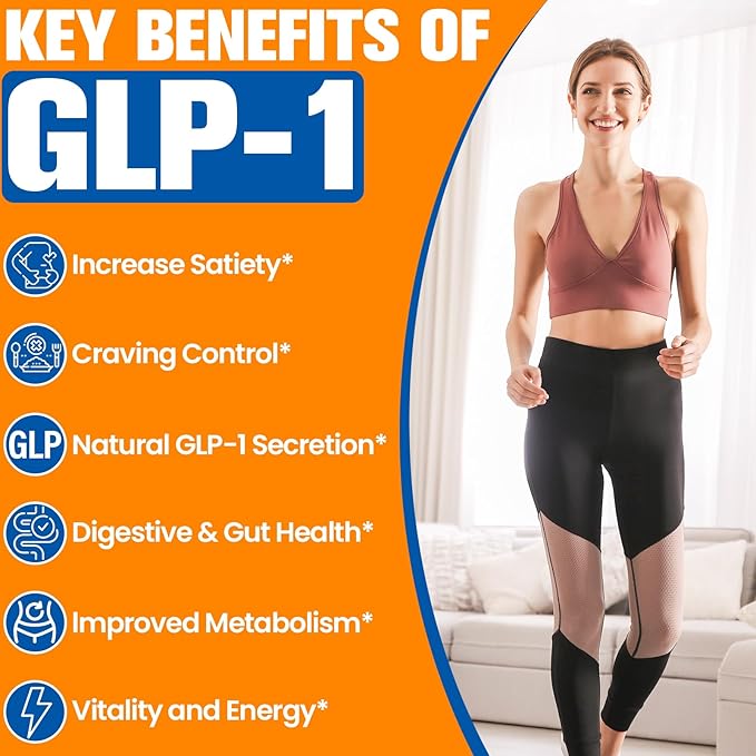 GLP-1 Supplement for Women, Natural GLP-1 Support, 3X Targeted Formula, GLP1 with Akkermansia Probiotic, Berberine HCI & Chicory Inulin, for Metabolism, Digestive & Gut Health - Vegan, 60 Capsules