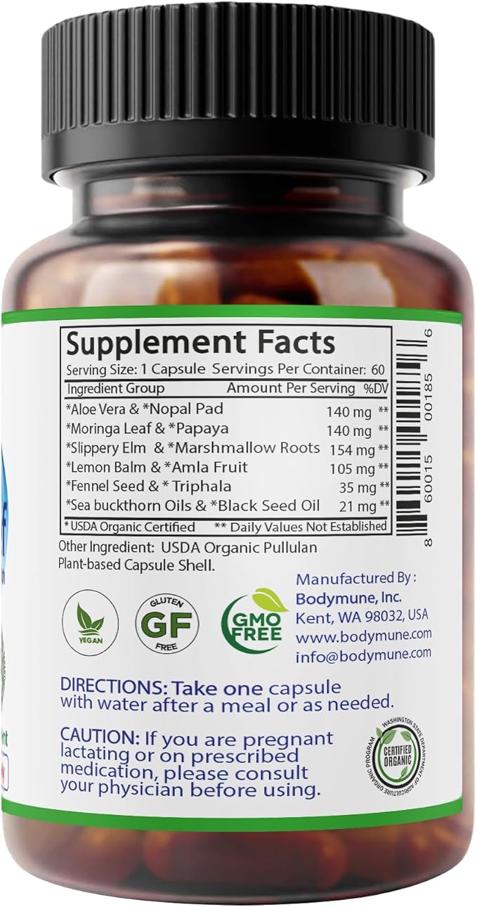 AcidRelief Acid Reducer Acid Indigestion Relief Supplement for Occasional Acid Reflux & Antacid, USA-Made USDA Organic Superfood, All-Natural Unique Blend Non-GMO Gluten-Free Vegan - 60 Caps