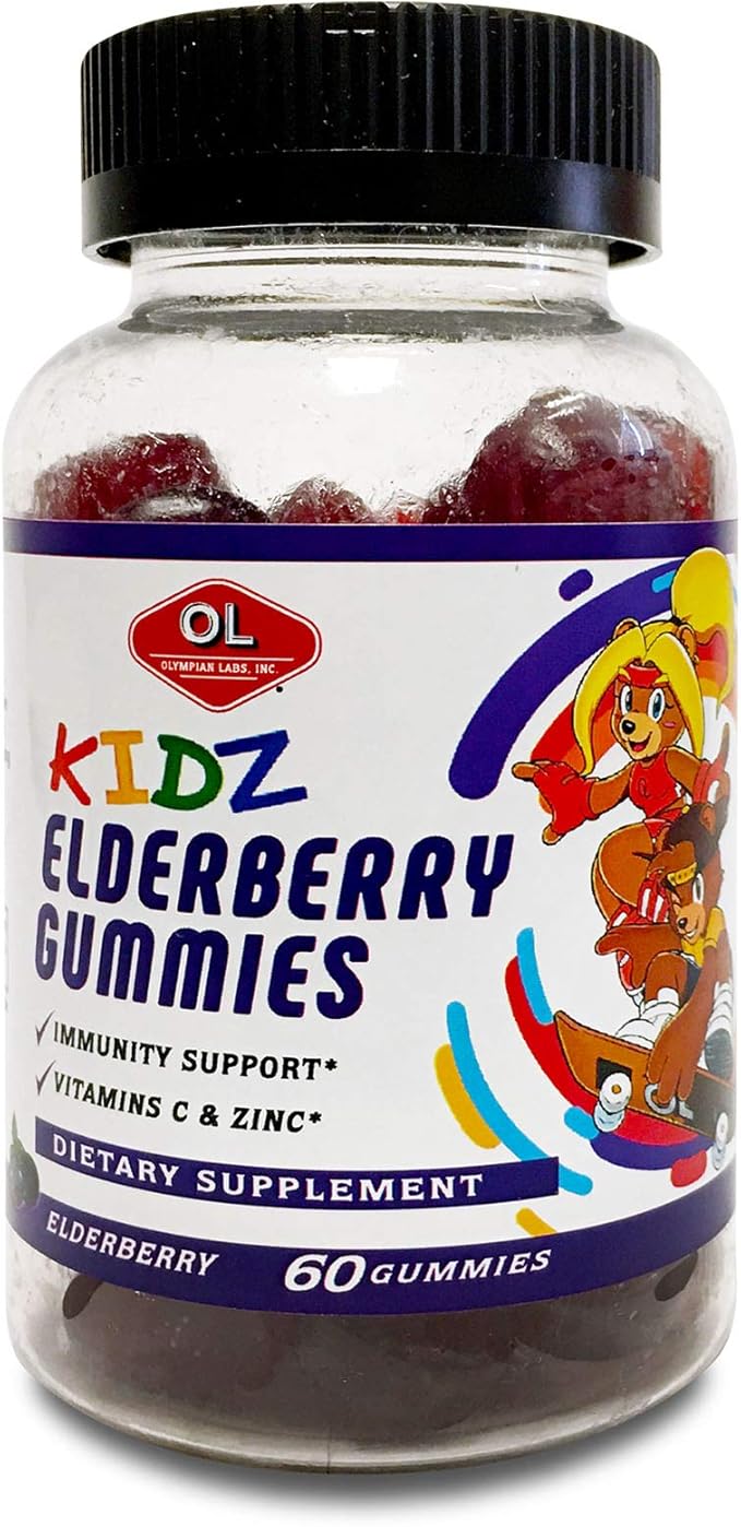 Olympian Labs Kid's Elderberry Gummies | Packed with Vitamin C and Zinc | 60 Count