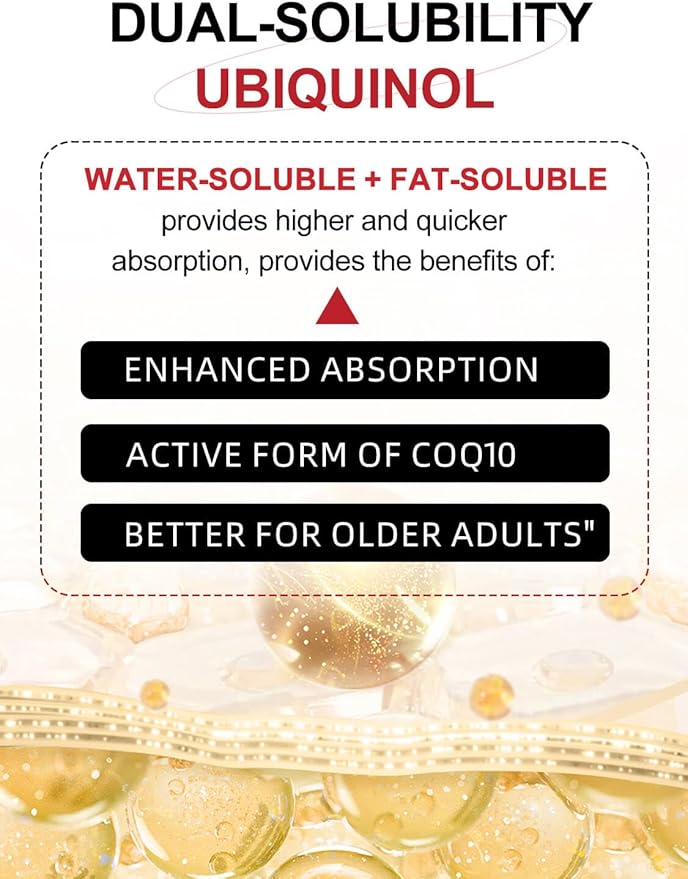 Coq10 400mg Softgels Ubiquinol - Co Q 10 Supplement Coenzyme q10 Cq10 400mg Plus Vitamin E, PQQ, Black Pepper for Heart Health, 120 Counts
