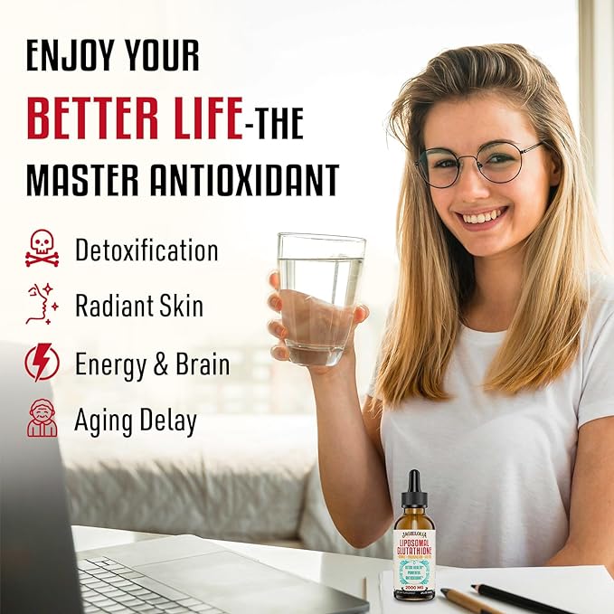 2000MG Liposomal Glutathione Liquid, Made in The USA, Glutathione Supplement with Antioxidant Complex - Immune System, Energy, Aging Defense, High Absorption, 8 Floz