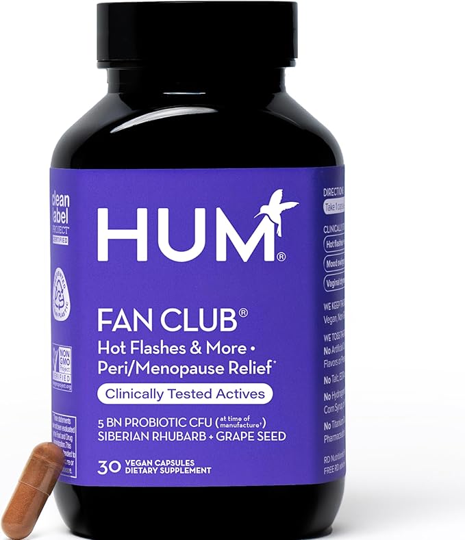 HUM Fan Club - Menopause Probiotic Supplement with Siberian Rhubarb for Women - May Provide Multi-Symptom Relief for Hot Flashes & Low Energy. Helps Hormonal Balance (30-Count)