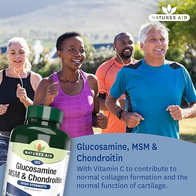 Nature's Aid Glucosamine 500mg, MSM 500mg + Chondroitin 100mg 180 Tablets