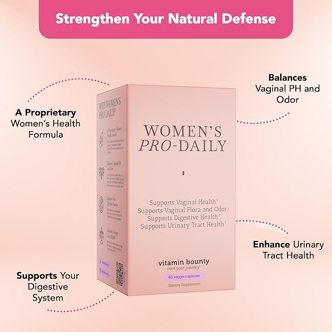 Vitamin Bounty Women's Pro-Daily Probiotic - Supports Vaginal, Digestive & pH Balance, 10 Billion CFUs, 5 Strains + Cranberry - 2 Pack of 60 Capsules