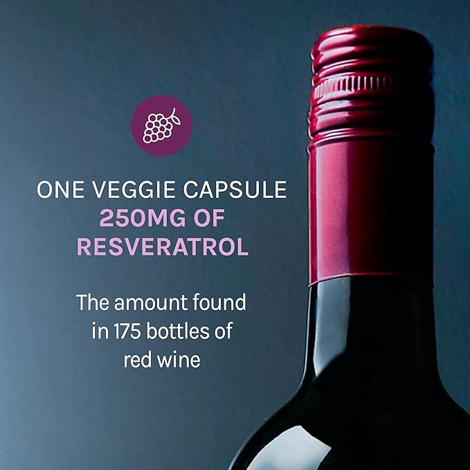 Reserveage Nutrition Beauty Resveratrol 250 mg - Best Trans-Resveratrol - Vegan Antioxidant Supplement for Cellular & Heart Health - Aids Healthy Aging & Immune Health - 120 Vegetable Capsules