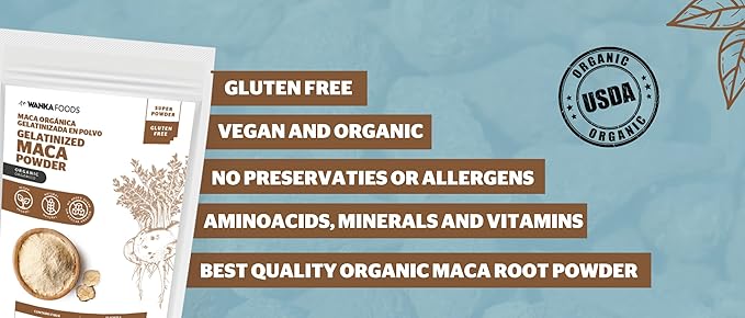 Organic Gelatinized Maca Powder, 8oz or 227g 1 Bag, Peruvian Maca Root. Vegan, USDA Organic, Non-GMO, Gluten-Free, Keto-Friendly Adaptogen Used to Boost Energy, Vitality, and Endurance