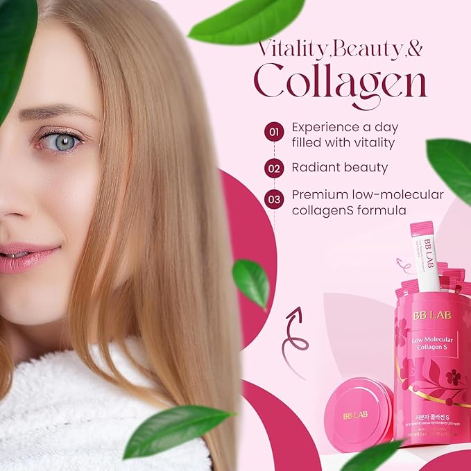 BB LAB Powder Collagen, SF3X-7 Intensive Series, Made in Korea, 30 Sticks (Low Molecular Collagen S), Pink