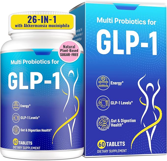 GLP-1 Supplement for Women & Men, Natural GLP-1 Support, 26 in 1 with Akkermansia Probiotic, Berberine, Inulin, Turmeric, HMB, GLP1 for GLP 1 Levels, Metabolism*, Digestive & Gut Health - 60 Count