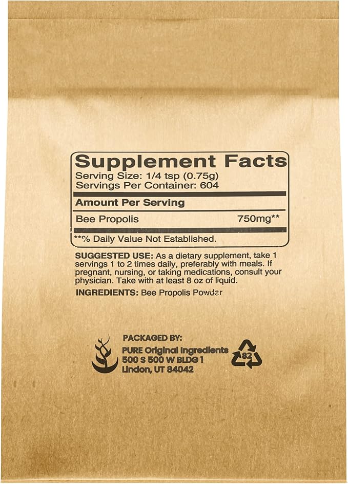 PURE ORIGINAL INGREDIENTS Bee Propolis Powder (1 lb) No Fillers, Lab Verified, Always Pure