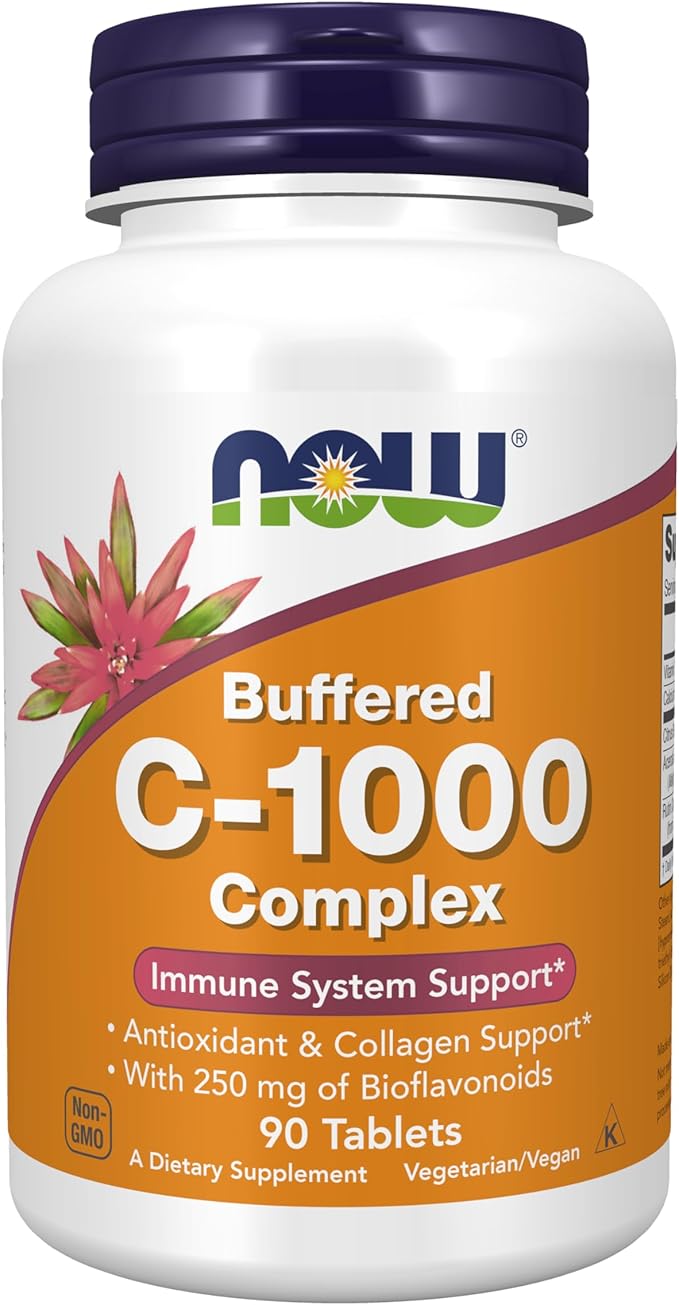 NOW Foods Supplements, Vitamin C-1000 Complex with 250 mg of Bioflavonoids, Buffered, Antioxidant Protection*, 90 Tablets