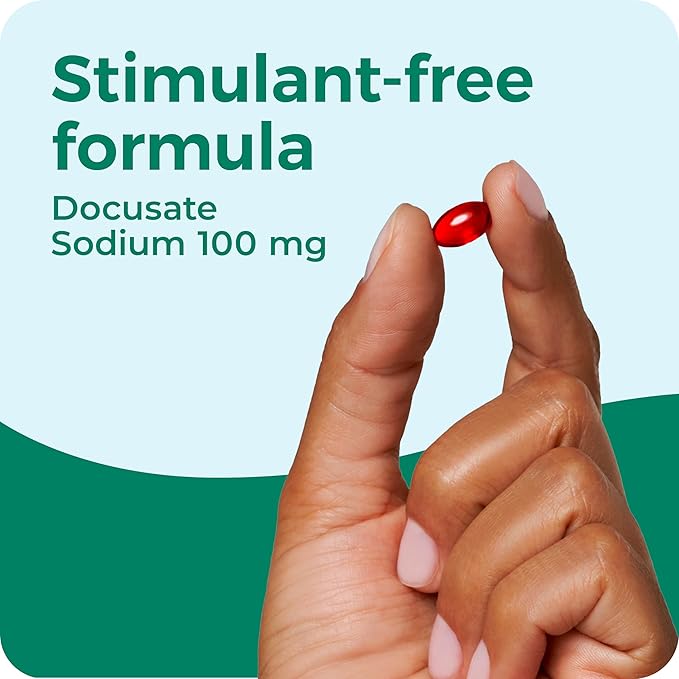 Dulcolax Stool Softener Laxative Liquid Gel Capsules, Gentle Constipation Relief for Hard, Dry Stools, Docusate Sodium 100 mg, 50 Count