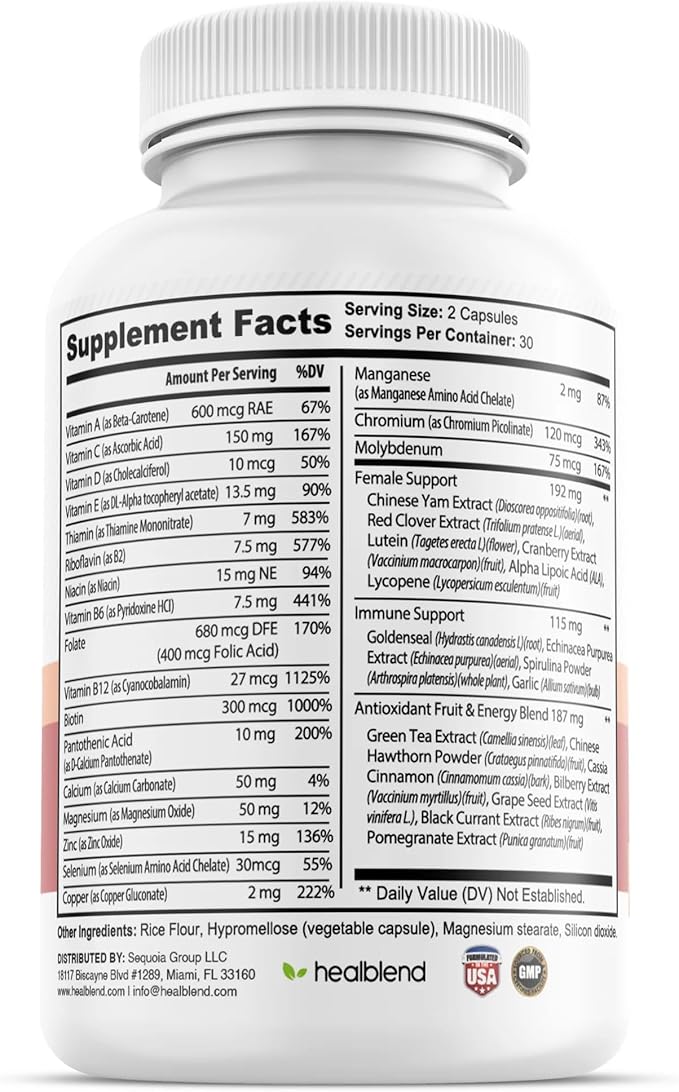 Women's Multivitamin with Biotin (Without Iron) - 20 Essential Vitamins and Minerals, Supports General Health, Energy & Immunity - 60 Capsules (2)