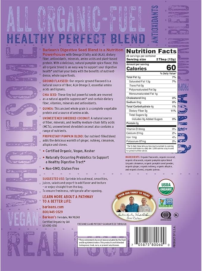 Barlean's Healthy Digestion Bundle - Stomach Repair and Digestive Seed Blend