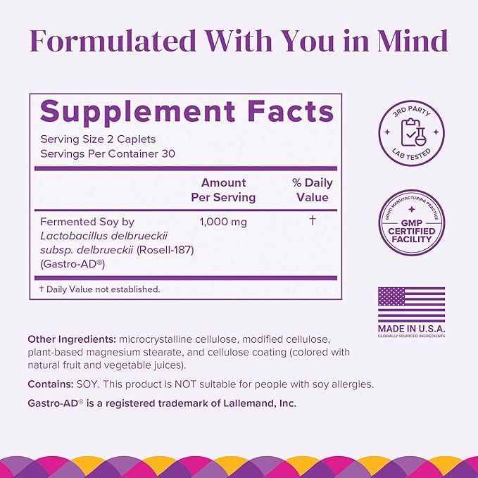 BariMelts Gastro Zen® with Gastro-AD® for GLP-1 Users and Bariatric Patients - Postbiotics for Heartburn Relief & Gut Health - 60 Smooth-Coated Caplets (1-Month Supply)