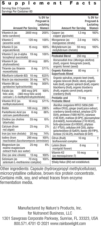 Rainbow Light Vibrance Postnatal Multivitamin – 120 Count