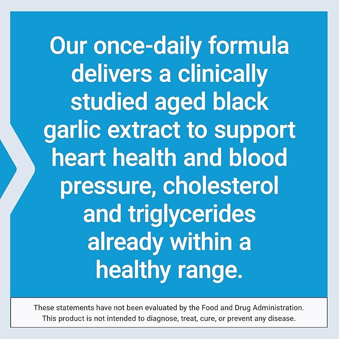 Life Extension Aged Black Garlic, Heart Health Support Supplement, Blood Pressure Health Support, Cholesterol Health Support, Once-Daily, Gluten Free, Vegetarian, Non-GMO, 30 Capsules