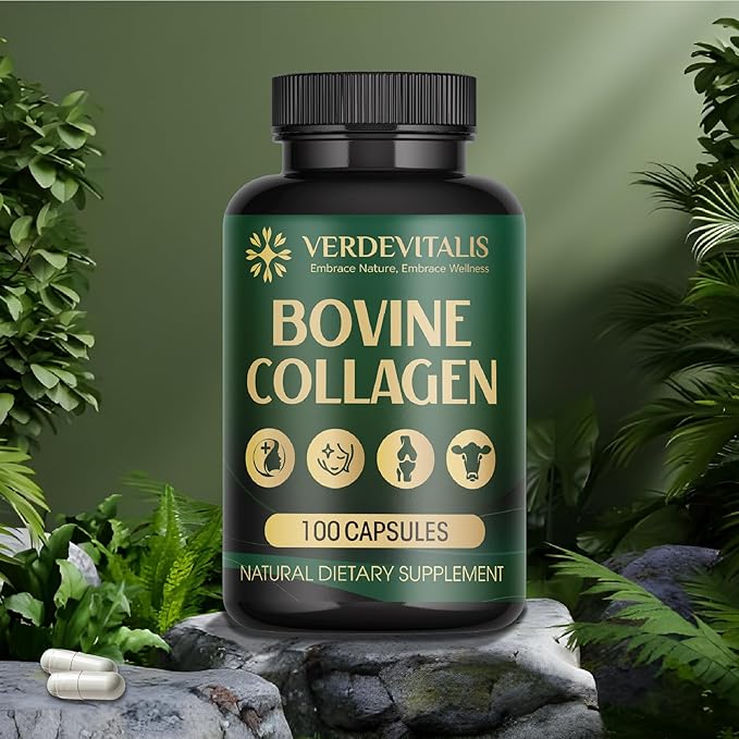 Bovine Collagen Capsules for Men and Women– Type I & III for Hair, Skin, Nails, Joints – Non-GMO, Made in USA – 100 Capsules