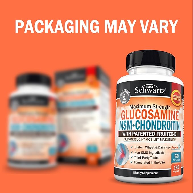 Glucosamine Chondroitin MSM Joint Support Supplement - FSA HSA Approved - Collagen Peptides, Turmeric and Ginger, Hyaluronic Acid, Glucosamine Chondroitin Sulfate - Gluten Free, Non GMO, 180 Capsules